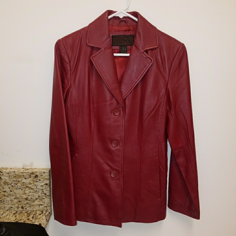 Red Leather Women's Jacket Size 4